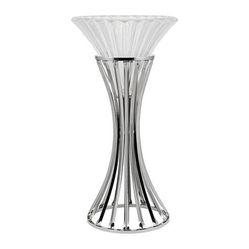 Round Top Vase With Glass Top Silver