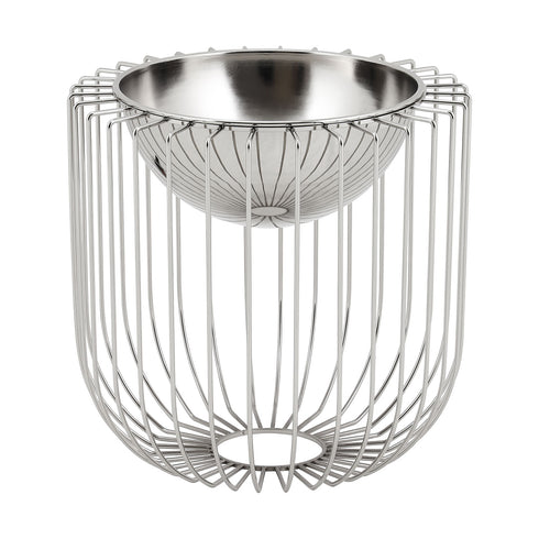Round Silver Caged Vase