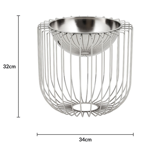 Round Silver Caged Vase