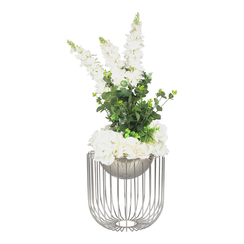 Round Silver Caged Vase