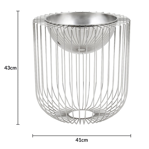 Round Silver Caged Vase