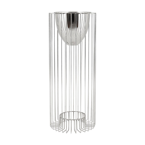 Floor Standing Silver Caged Vase