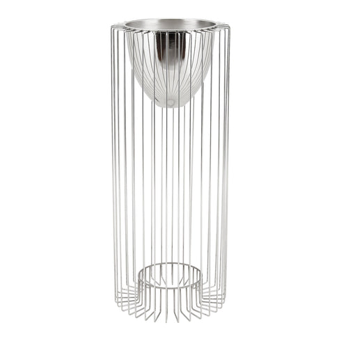 Floor Standing Silver Caged Vase