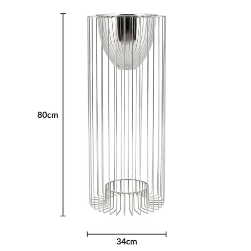 Floor Standing Silver Caged Vase