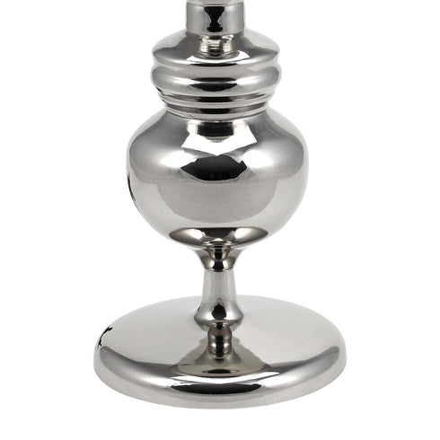 Silver Table Top Candle Holder With Clear Glass Top Medium