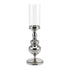 Silver Table Top Candle Holder With Clear Glass Top Medium
