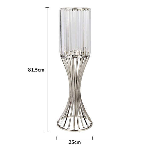 Glass Caged Candle Holder - Silver