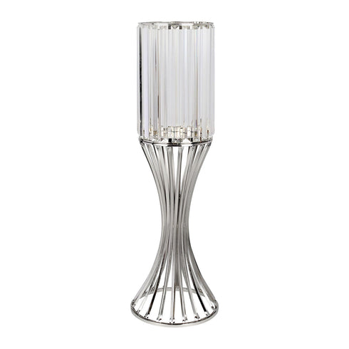 Glass Caged Candle Holder - Silver