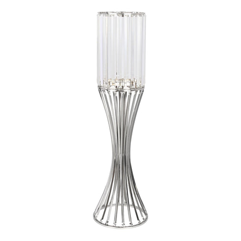 Glass Caged Candle Holder - Silver