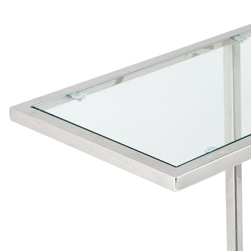 Mila Sofa Table Silver - Clear Glass