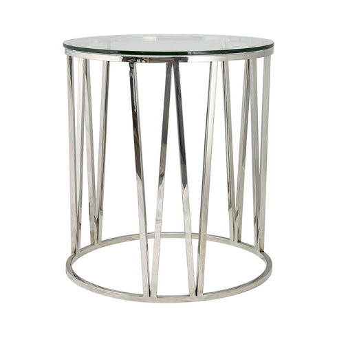Mila Side Table Silver - Clear Glass