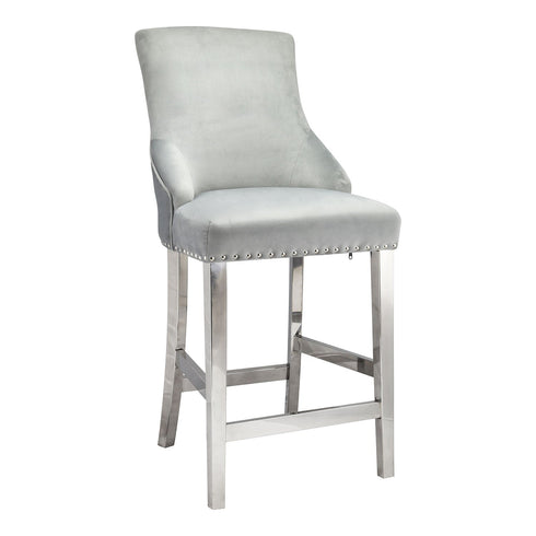 Megan Bar Stool With Chrome Legs - Silver