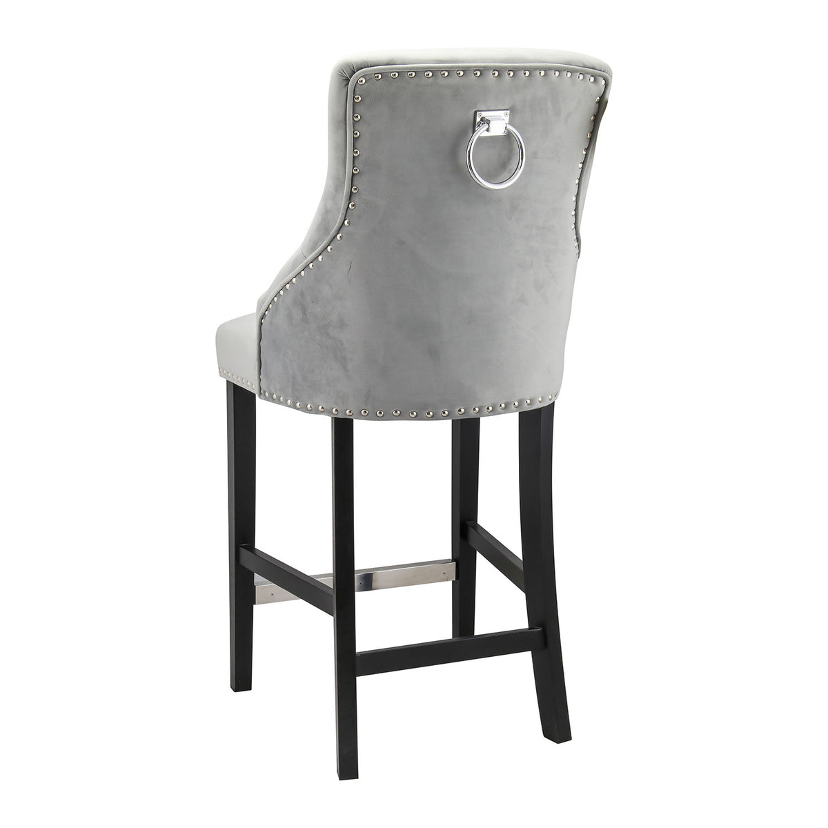 Megan Bar Stool With Black Legs Chrome Ring Silver My Home Rocks