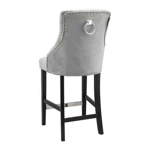 Megan Bar Stool With Black Legs Chrome Ring Silver