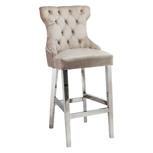 Camilla Bar Stool With Chrome Legs - Latte