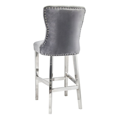 Chloe Bar Stool With Chrome Legs - Grey