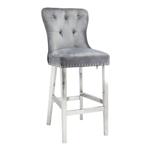 Chloe Bar Stool With Chrome Legs - Grey