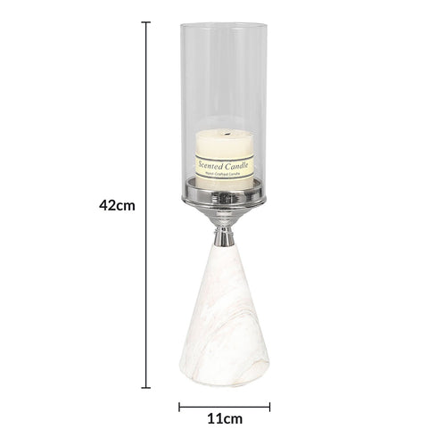 Marble Base Candle Holder - Silver