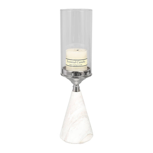 Marble Base Candle Holder - Silver