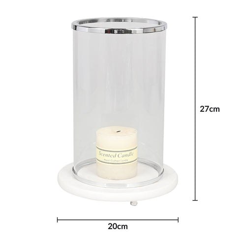 Round Marble Base Hurricane Lantern