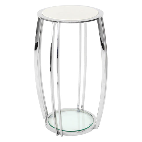 Scarlett Silver & White Marble Side Table