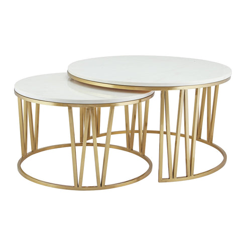 Mila Coffee Table Set Gold - White Marble