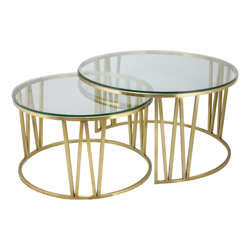 Mila Coffee Table Set Gold - Clear Glass
