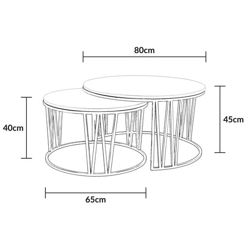 Mila Coffee Table Set Gold - Clear Glass