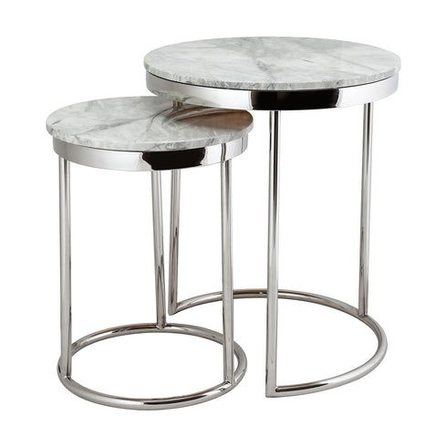 Hudson 2pc Nest End Table-Grey Marble