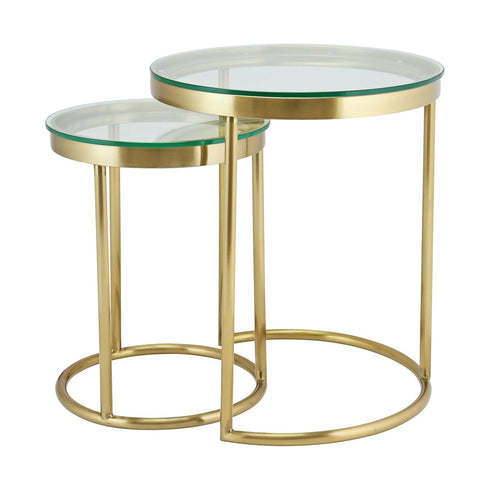 Hudson 2pc Nest End Table Gold - Clear Glass