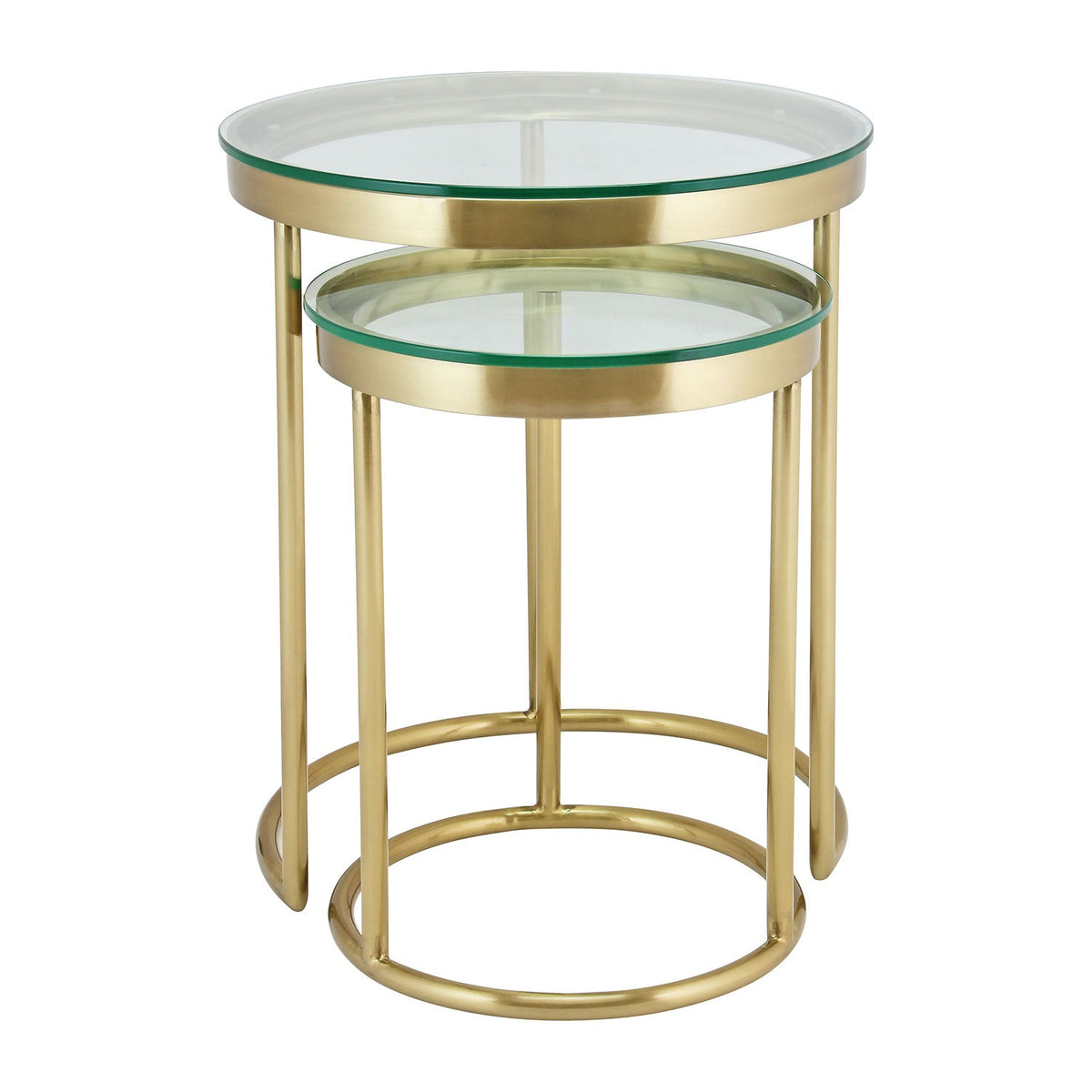 Hudson 2pc Nest End Table Gold Clear Glass My Home Rocks