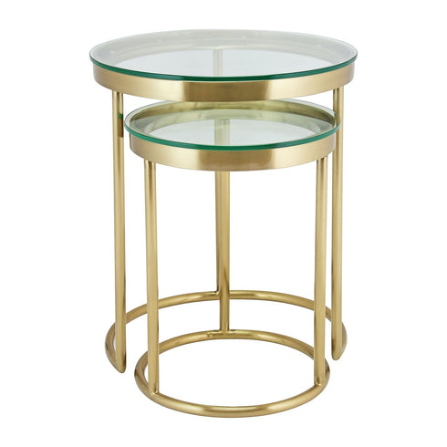 Hudson 2pc Nest End Table Gold - Clear Glass
