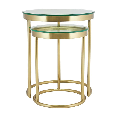 Hudson 2pc Nest End Table Gold - Clear Glass