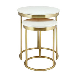 Hudson 2pc Nest End Table Gold - White Marble