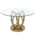 Zara 4 Seater Round Dining Table Gold - Clear Glass