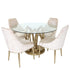 Zara 4 Seater Round Dining Table Gold - Clear Glass