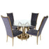 Zara 4 Seater Round Dining Table Gold - Clear Glass
