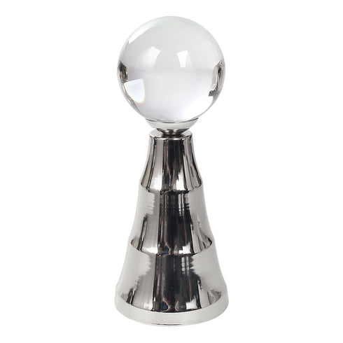 Silver Pillar Crystal Ball Stand