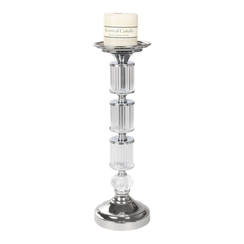 Crystal Stand Candle Holder - Silver