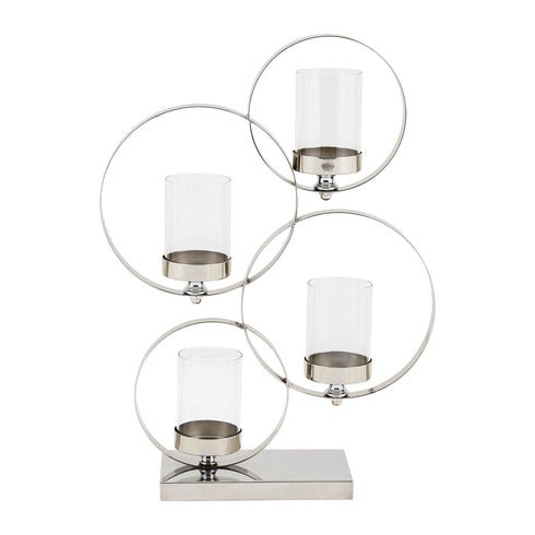 4 Ring Candle Holder - Silver
