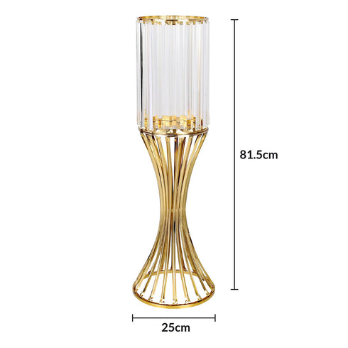 Glass Caged Candle Holder - Gold