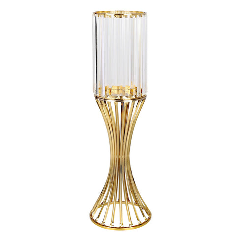 Glass Caged Candle Holder - Gold