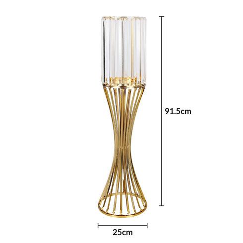 Glass Caged Candle Holder - Gold