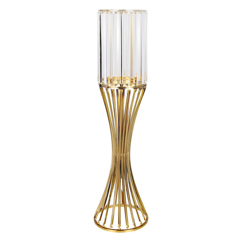 Glass Caged Candle Holder - Gold