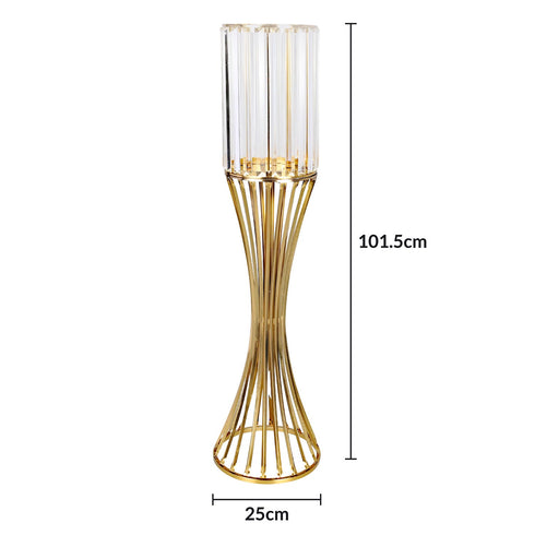 Glass Caged Candle Holder - Gold