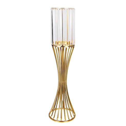 Glass Caged Candle Holder - Gold