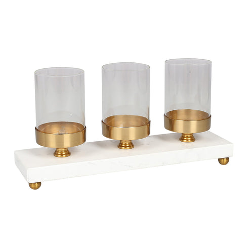 Marble Candle Holder - Gold