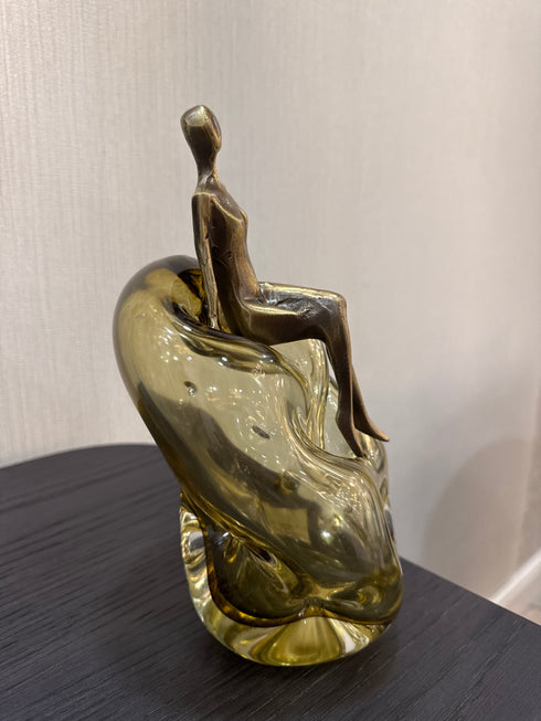 Lucia Smoked Glass & Brass Ornament