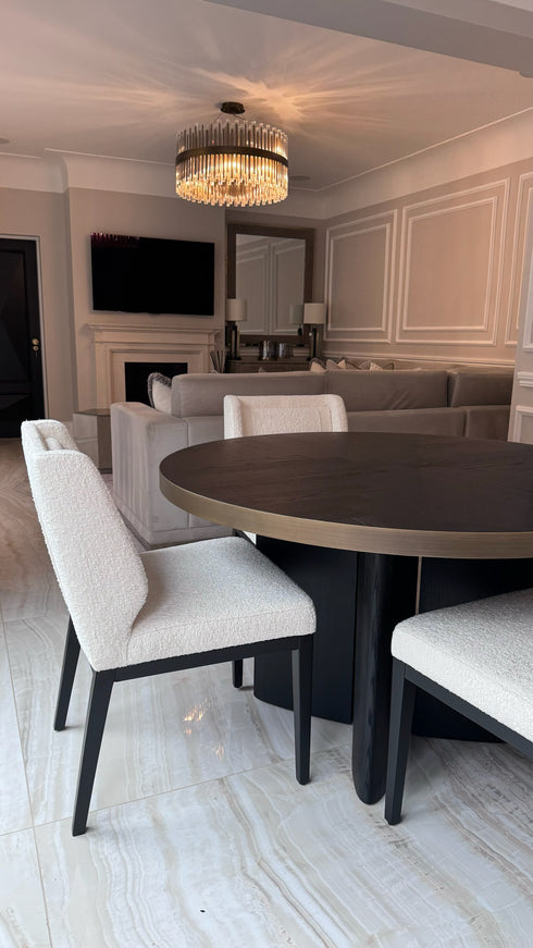 Floren Round 4-5 Seater Dining Table - Oak Black