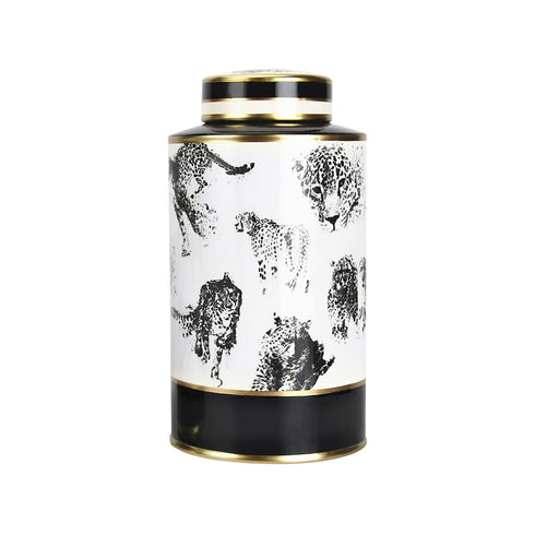 Leopard Jar Gold Trim